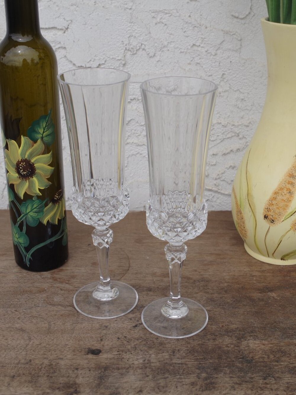 Two Crystal D'Argues Paris LongChamp Champagne Flutes Made In France